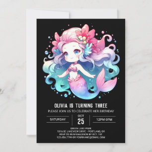 Under the Sea Elegant Mermaid Birthday Invitation