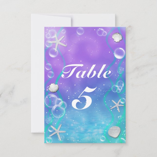 UNDER THE SEA Enchanted Party Table Number Card (Front)