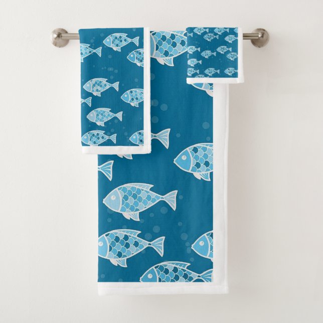 Under The Sea Fish Design Bath Towel Set (Insitu)