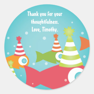 Under the Sea Fishes Birthday Thank You Stickers