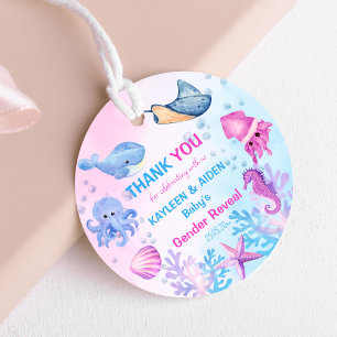 Under the sea gender reveal cute thank you favour tags
