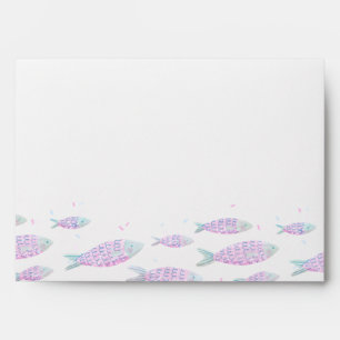 Under the Sea Girl 1st Birthday Pastel Fish Envelope