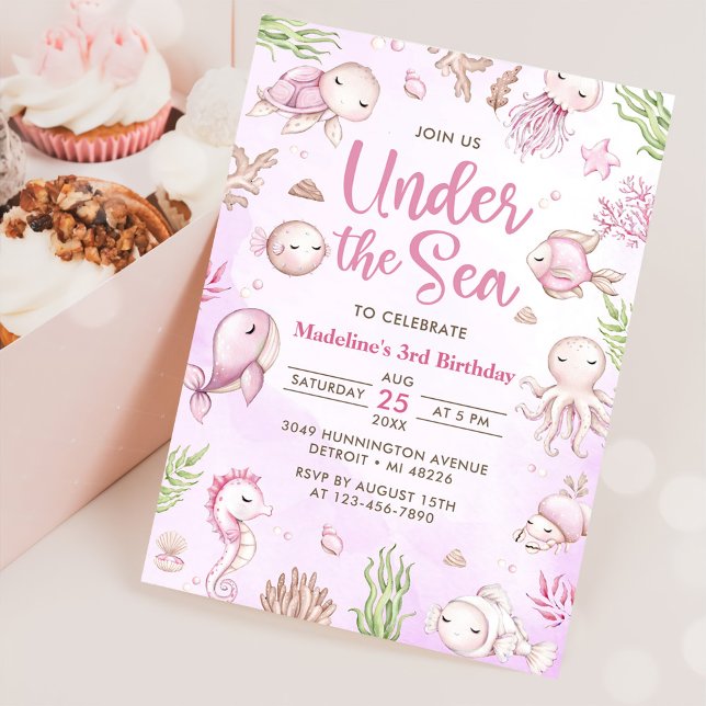Under The Sea Girl Birthday Party Invitation (Creator Uploaded)