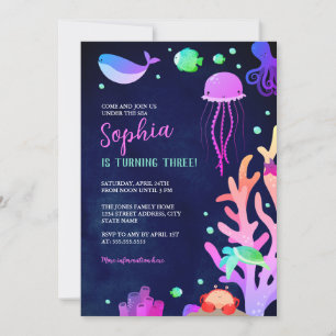 Under the Sea Girls Birthday Party Invitation