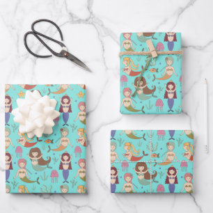 Under the Sea Happy Mermaid Doing What Mermaids Do Wrapping Paper Sheet