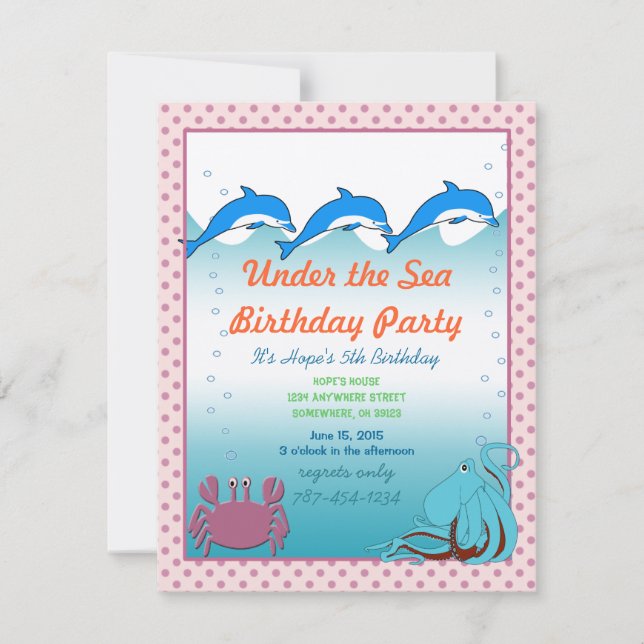 Under the Sea Invitation  Birthday Party (Front)