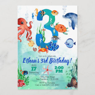 Under The Sea Invitation for 3rd Birthday
