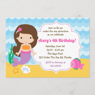 Under The Sea Invitation (Girl) - Mermaid & Fish