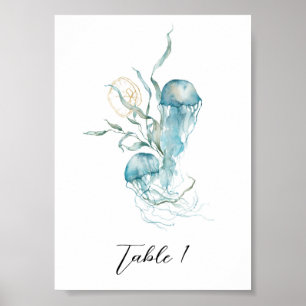 Under the Sea Jellyfish Table Number Sign