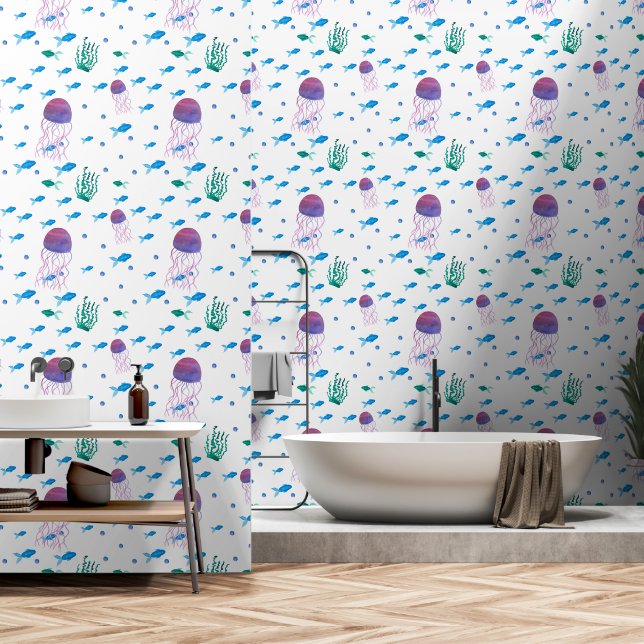 Under the Sea Jellyfish Wallpaper (Bathroom)