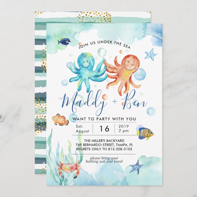 Under the Sea | Joint Pool Party Invitation (Front/Back)