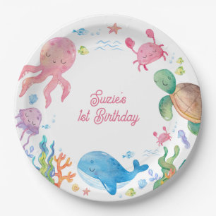 Under the Sea Kids 1st Birthday Paper Plate