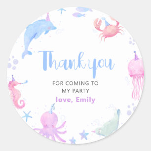Under The Sea Kids Birthday Classic Round Sticker