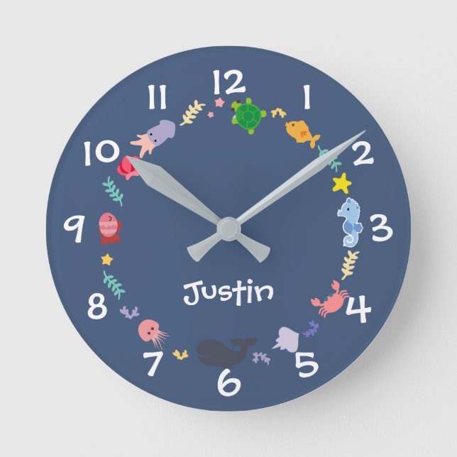 Under the Sea Kids Nursery Wall Clock (Front)