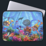 Under the Sea Laptop Sleeve<br><div class="desc">Under the Sea Art prints, posters, gifts and accessories features our original painting of a boy in a yellow swim suit and a girl in a pink bathing suit snorkelling in the ocean watching a puffer fish puff itself up digitally painted by our talented children’s illustrator, Traci Van Wagoner. This...</div>