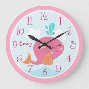 Under the Sea life Pink Whale Kid's Baby Clock
