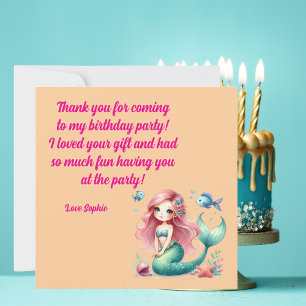 Under The Sea Magical Mermaid Girl Photo Birthday Thank You Card
