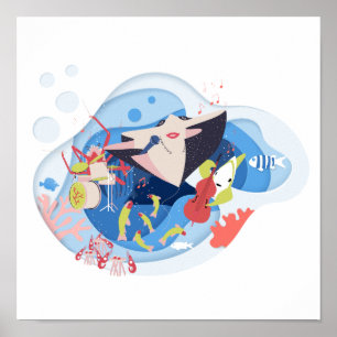 Under The Sea Marine Animals Music Song Poster