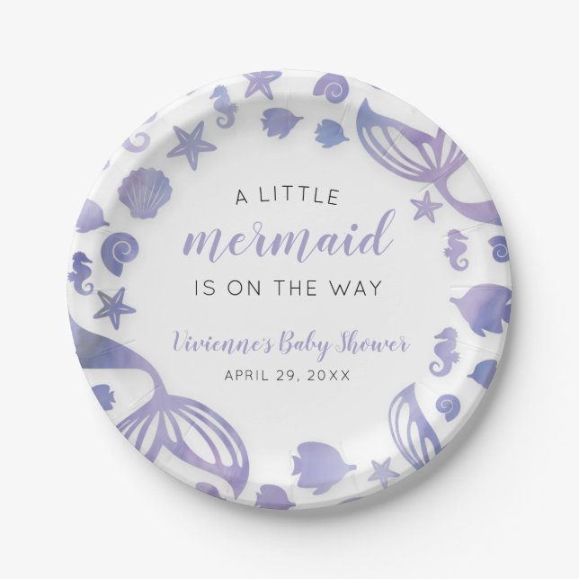 Under the Sea Mermaid Baby Shower Paper Plate (Front)