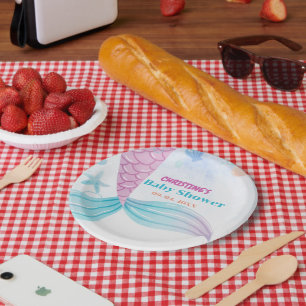 Under the Sea Mermaid Baby shower party Paper Plate