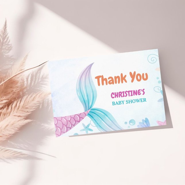 Under the Sea Mermaid Baby shower party Thank You Card (Creator Uploaded)