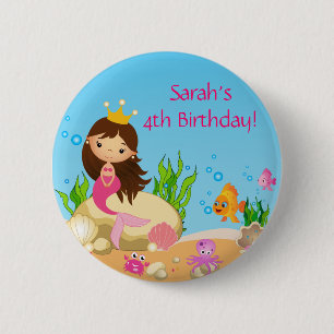 Under the Sea Mermaid Birthday Button