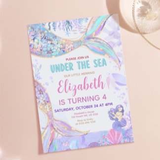 Under The Sea Mermaid Birthday Girl Invitation