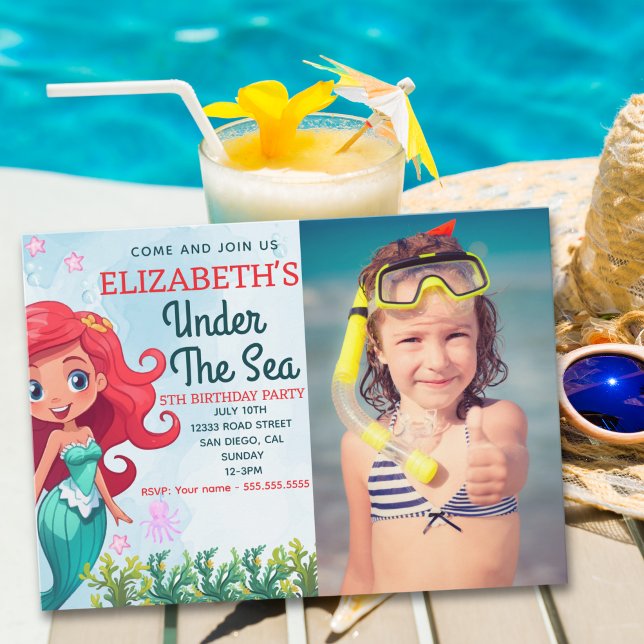 Under the sea Mermaid Birthday Girl Invitation (Creator Uploaded)