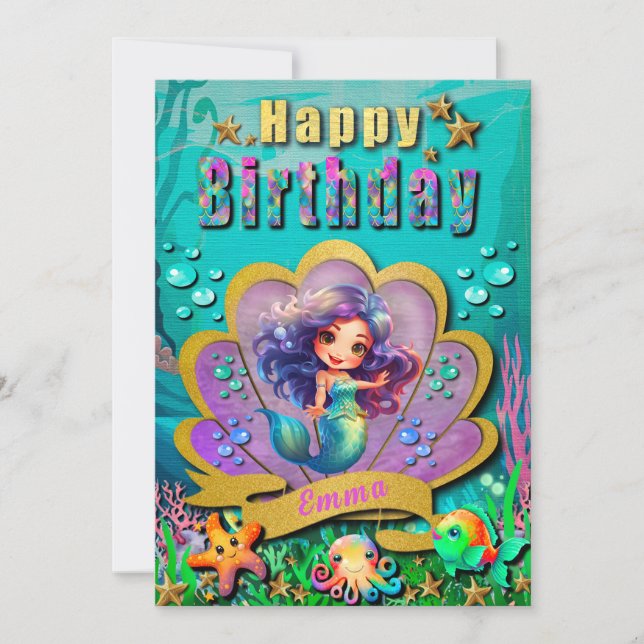 Under The Sea & Mermaid Birthday Girl Party (Front)