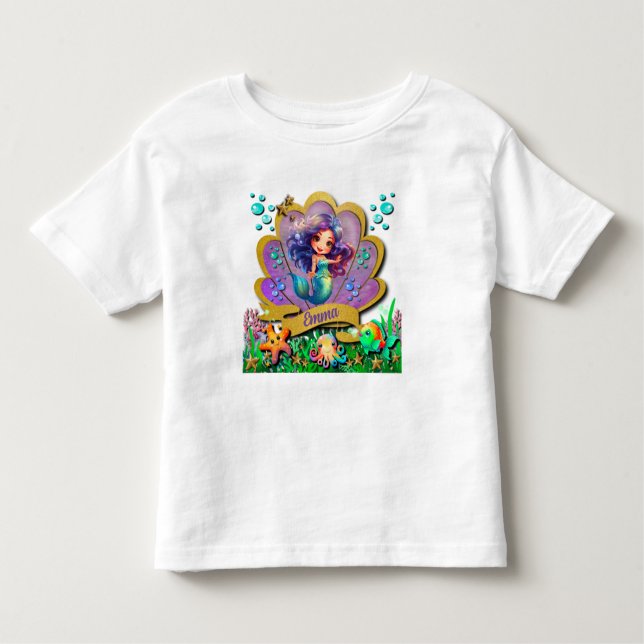Under The Sea & Mermaid Birthday Girl Party Toddler T-Shirt (Front)