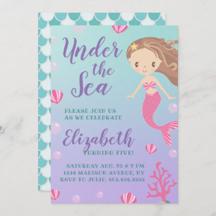 "Under the Sea" Mermaid Birthday Invitation