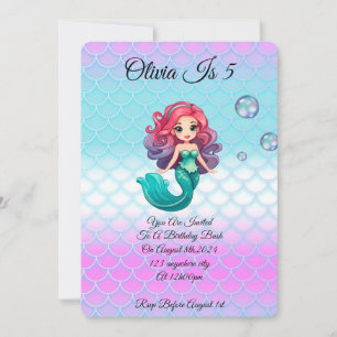 UNDER THE SEA MERMAID BIRTHDAY INVITATION