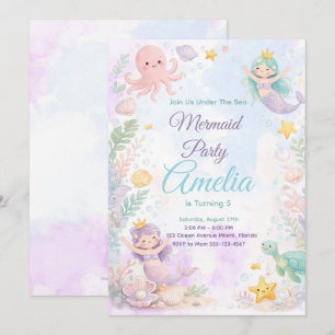 Under The Sea Mermaid Birthday Invitation