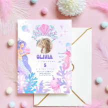 Under the sea Mermaid Birthday Invitation card