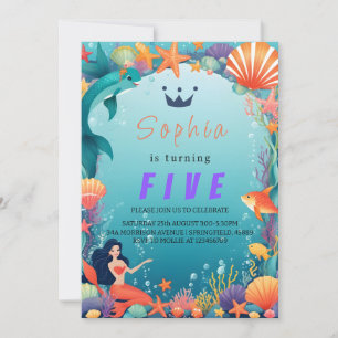 Under the Sea Mermaid Birthday Invitation for Girl