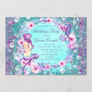 Under the Sea Mermaid Birthday Invitations