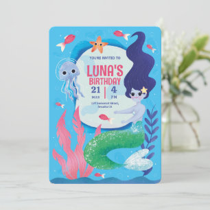 Under the Sea Mermaid Birthday Invite, Mermaid  Invitation