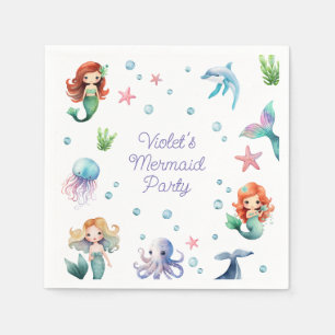 Under the Sea Mermaid Birthday Napkin