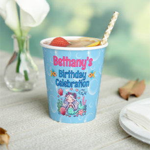 Under The Sea Mermaid Birthday Paper Cups