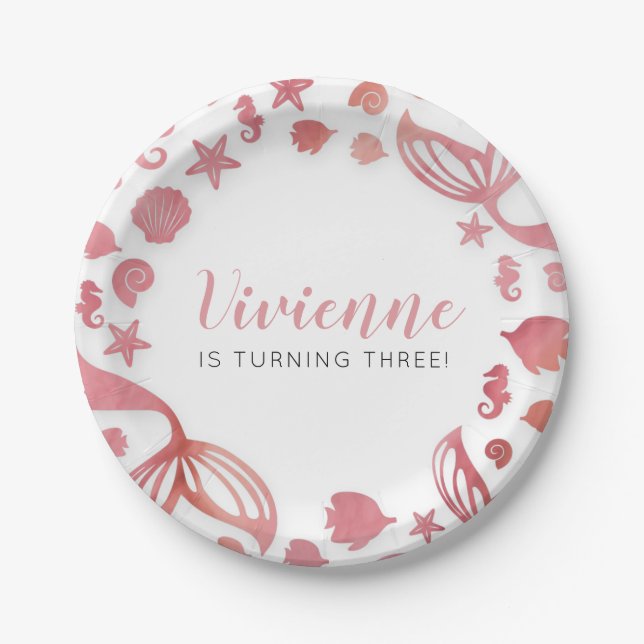 Under the Sea Mermaid Birthday Paper Plate (Front)