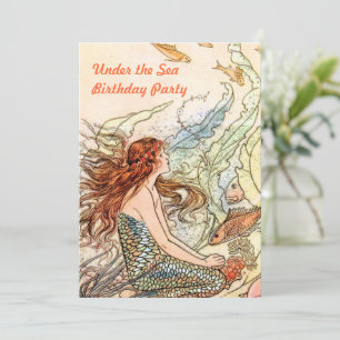 Under the Sea Mermaid Birthday Party Invitation