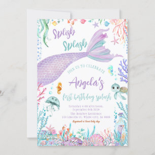 Under the Sea Mermaid Birthday Party Invitation