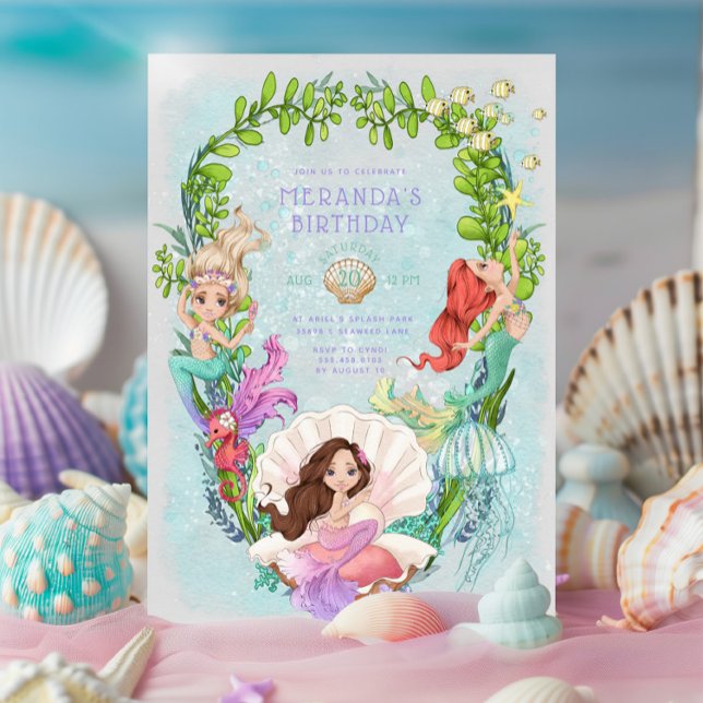 Under the Sea Mermaid Birthday Party Invitation (Creator Uploaded)