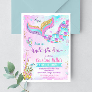 Under the Sea Mermaid Birthday Party Invitation