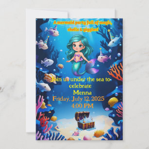 Under the Sea Mermaid Birthday Party Invitation