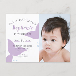 Under The Sea Mermaid Birthday Party Invitation Postcard