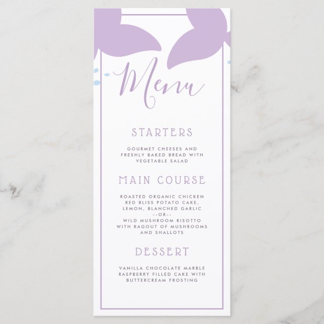 Under The Sea Mermaid Birthday Party Menu (Front)