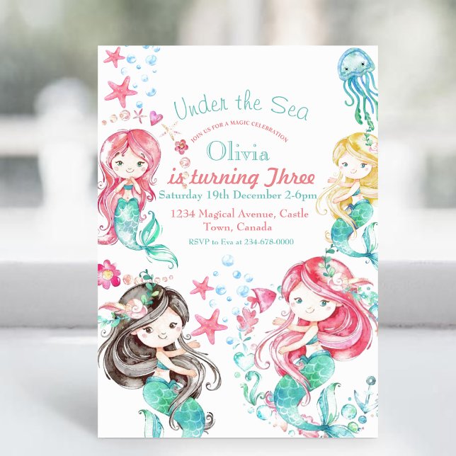 Under the Sea Mermaid Birthday Party Printable Invitation (Creator Uploaded)
