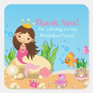Under the Sea Mermaid Birthday Party Sticker