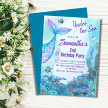 Under the sea mermaid blue & purple 2nd birthday
